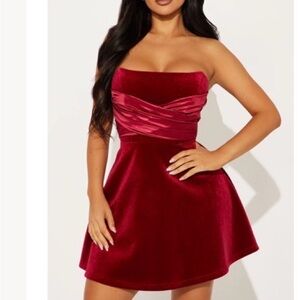 Fashion Nova Red Strapless Dress